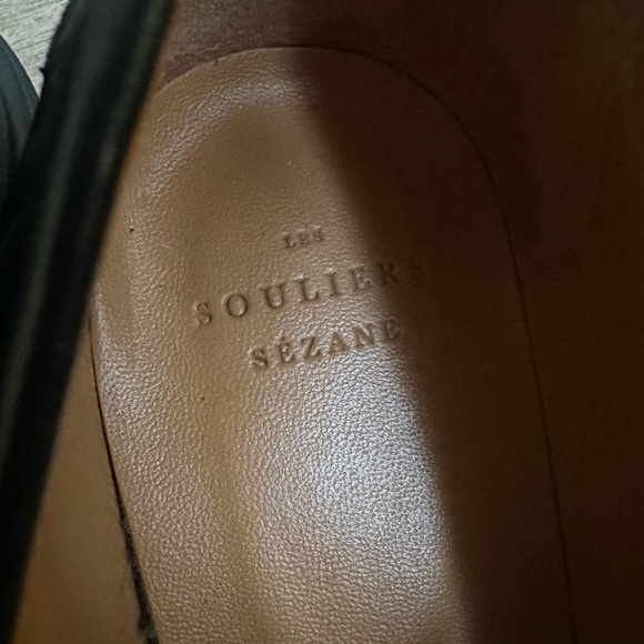 Sezane Amy Leather Loafers with Gold Accents - Picture 7 of 9